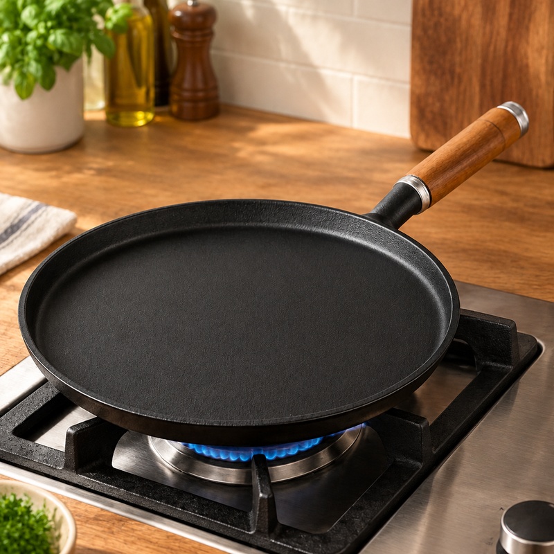 Egg Waffle Pan - ガスコンロとIHクッキングヒーターの両方に対応した、耐久性に優れた鋳鉄製フライパン。卵料理、ステーキ、パンケーキなど、さまざまな料理に最適です。