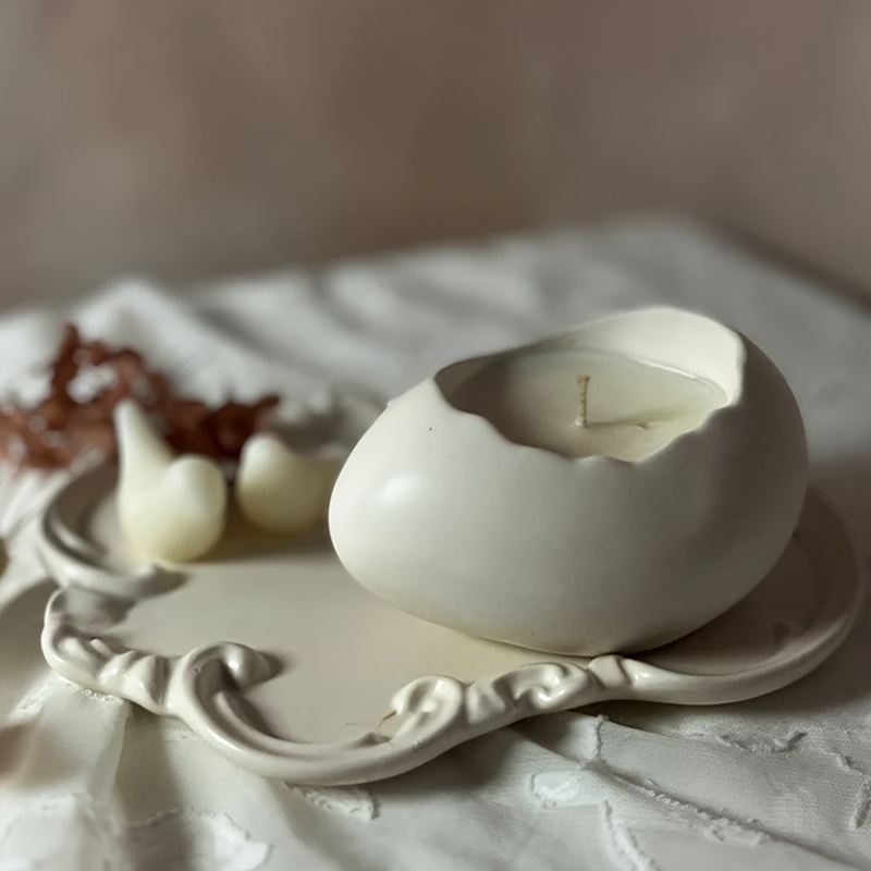 Potsticker Mold - レジンシリコンモールド、楕円形の石膏モールド1個、DIYグレードの卵殻収納ボックスモールド、芸術的な装飾用植木鉢モールド