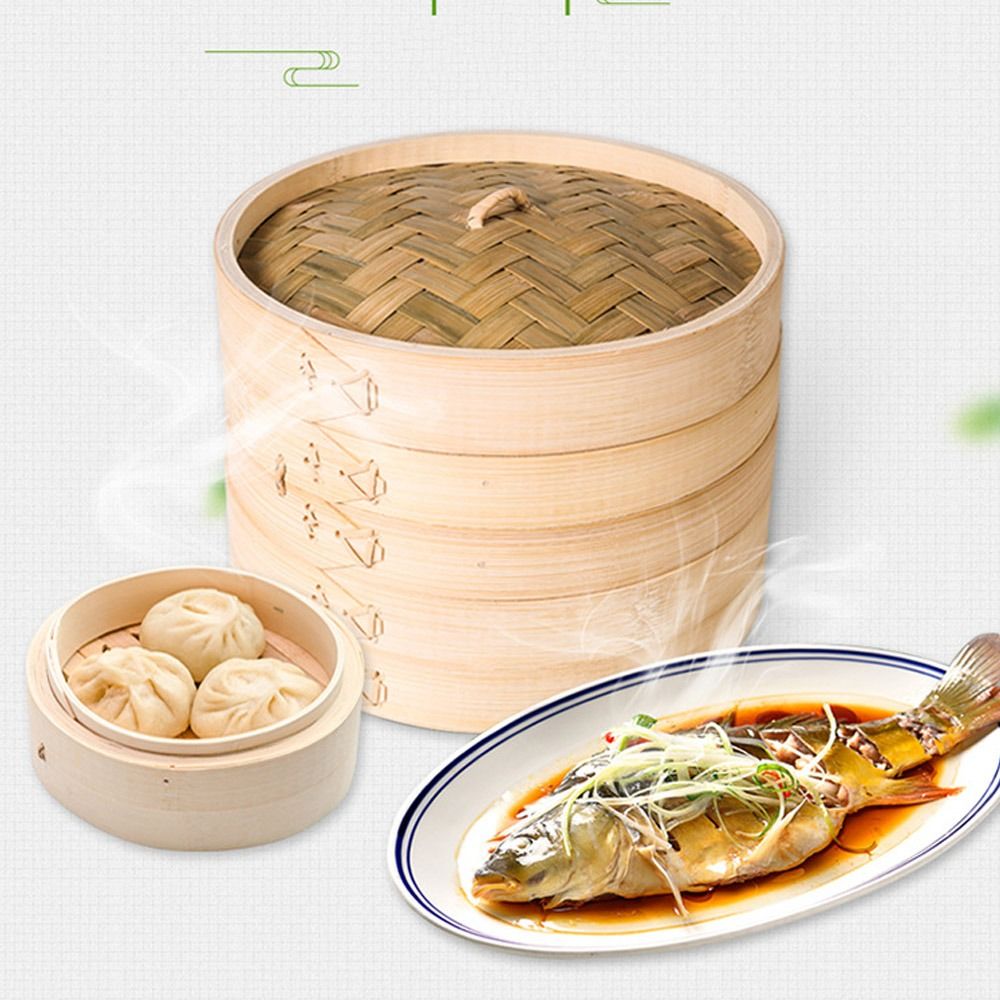 中華蒸し器 竹製蒸し器 点心調理用 バオバン蒸し器 野菜スナ - Bao Steamer Bamboo のレビューと価格
