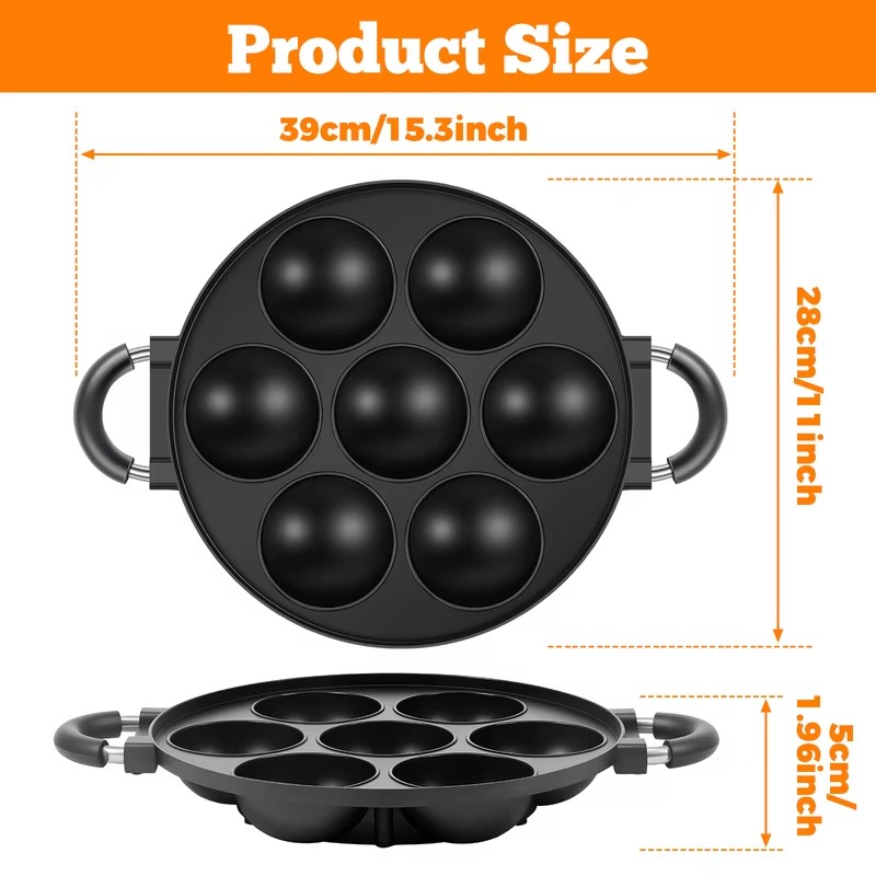 パンケーキボールやたこ焼きを作るための、焦げ付き防止加工が施 - Mini Pancake Griddle のレビューと価格