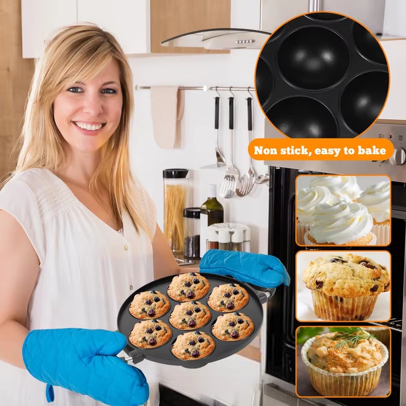 パンケーキボールやたこ焼きを作るための、焦げ付き防止加工が施 - Mini Pancake Griddle のレビューと価格