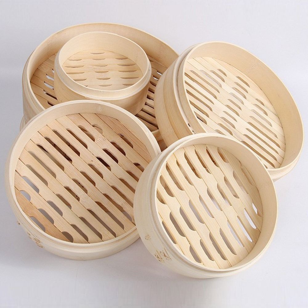 中国の蒸し器バスケット 蓋付き竹蒸し器バスケット 餃子蒸し器 - Bao Steamer Bamboo のレビューと価格