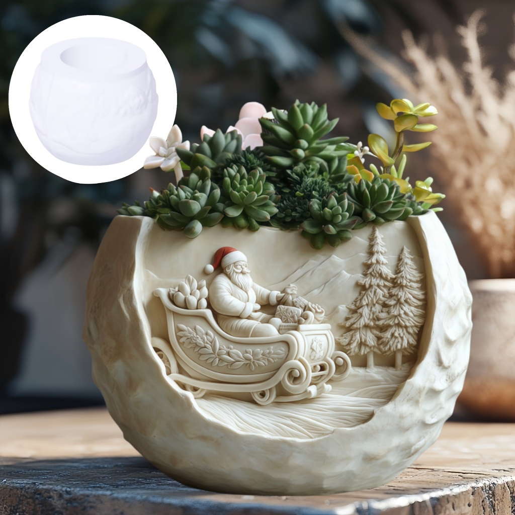 杉のそりサンタクロースレリーフキャンドルカップ石膏シリコンモ - Potsticker Mold のレビューと価格
